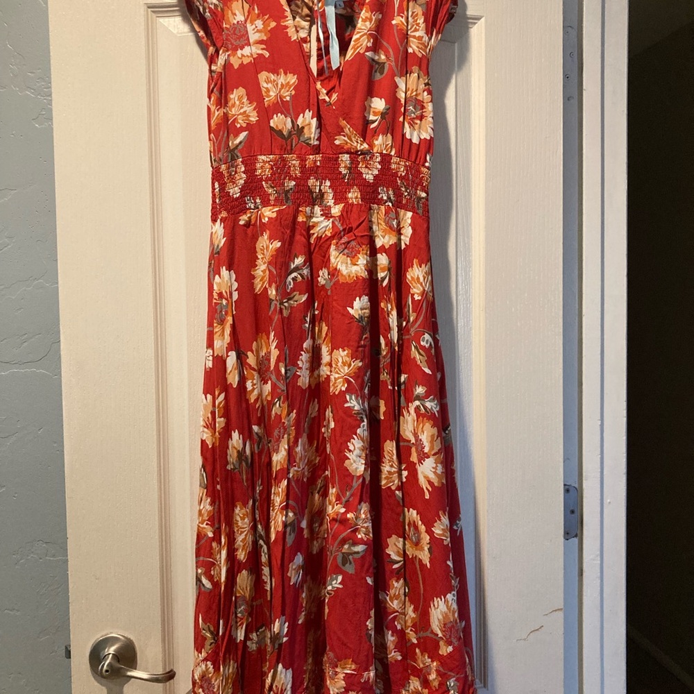 Nostalgia Floral Red Dress Size Large